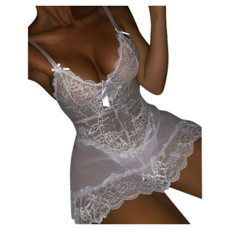 

NECHOLOGY Yes Daddy Lingerie for Women Women Ladies Valentine Sleepwear Lingerie Nightwear Lingerie for Women Two Piece Underwear White Medium