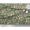 thumbnail image 3 of Soimoi Tissu Crêpe polyester Vert Imprimé Damas Filigrane au Mètre 42 Pouces de Large, 3 of 3