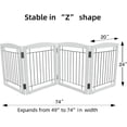 thumbnail image 4 of Freestanding Foldable Dog Gate for House Extra Wide Wooden White Indoor Puppy Gate Stairs Dog Gates Doorways Tall Pet Gate 4 Panels Fence 80‘’W x 24''H, 4 of 5