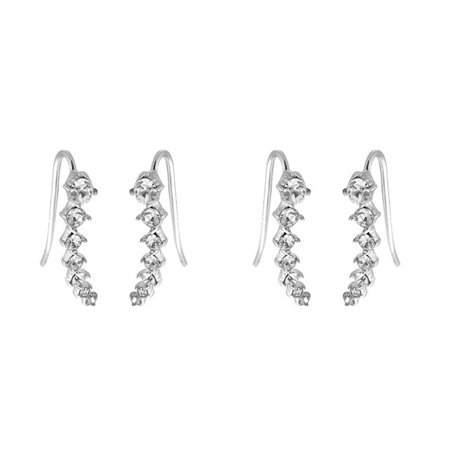 Pendientes Sonducket Mujeres Niñas 7 Crystal Ear Cuffs Hoop Climber Stud Accesorios de Joyería Color Plateado y Dorado