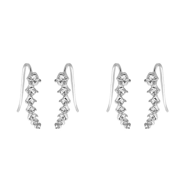 Pendientes Sonducket Mujeres Niñas 7 Crystal Ear Cuffs Hoop Climber Stud Accesorios de Joyería Color Plateado y Dorado