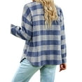 thumbnail image 5 of Xuanfei Women Plaid Lapel Collar Button Down Long Sleeve Top, 5 of 7