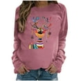 thumbnail image 2 of Wancir Womens Christmas Sweatshirt Funny Reindeer Snowman Crewneck Xmas Holiday Long Sleeves Pullover Tops, 2 of 4