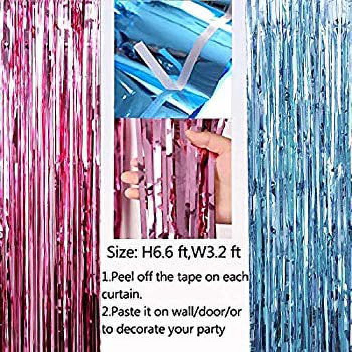 Baby Gender Reveal Party Decorations, Boy Girl Banner and Foil Balloon, 100  Pcs Blue Pink Boy or Girl Balloons, Tinsel Foil Fringe Curtains Backdrop