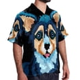 thumbnail image 2 of Pixel Dog Men's Short Sleeve Poplin Shirts, Casual Printed Button Down Tops for Summer Beach, Unisex with Spread Collar, 2 of 6