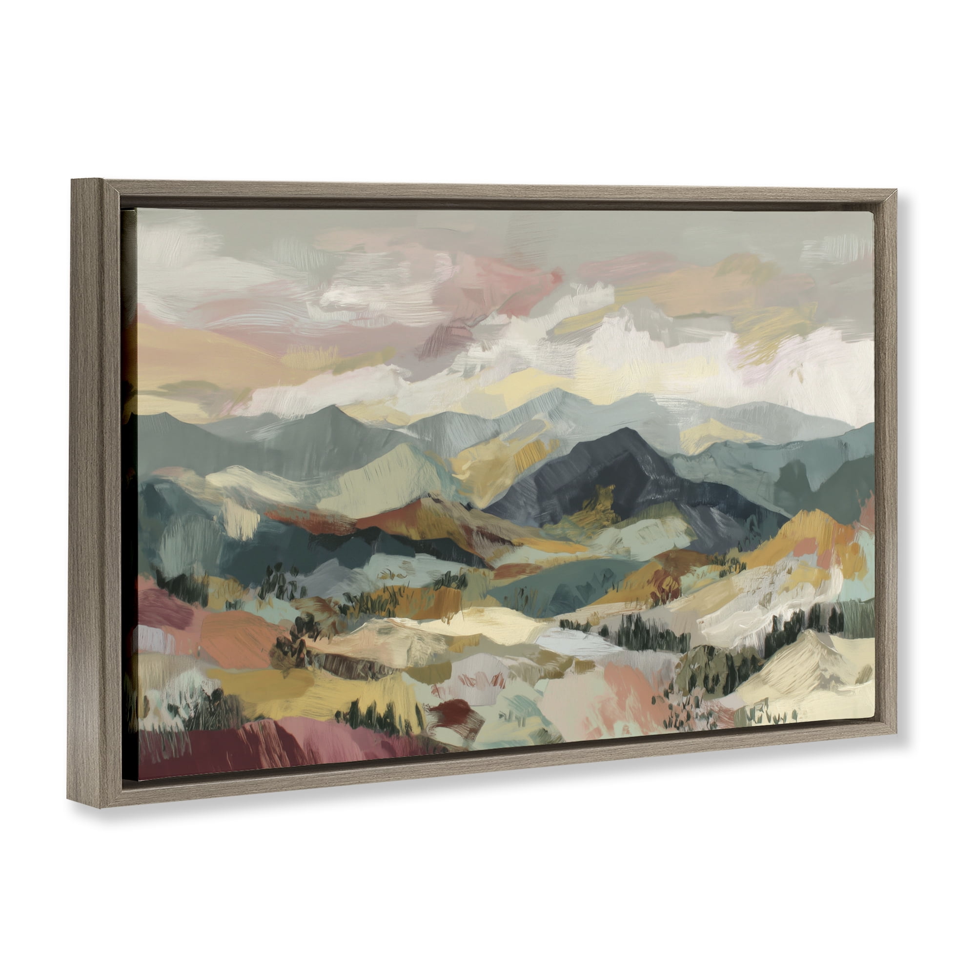 Stupell Industries Mountain Valley Vista Brown Framed Floater Canvas Wall Art, design by Chromatic Storm Studio