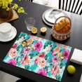 thumbnail image 3 of Pioneer Flower Floral Print Pattern Summer Placemats Table Placemats Set Of 6-Linen Kitchen Washable Placemats Table Mats 12x18 Inch Non-Slip Heat Resistant, 3 of 5