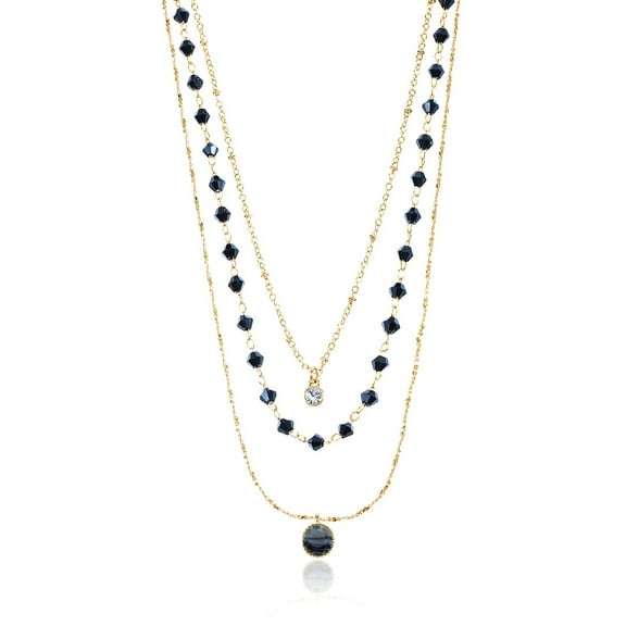 Time and Tru Women's Goldtone Layered Necklace Set, 3 Pieces, Black