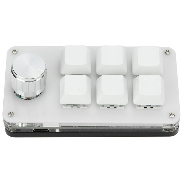 Mini Keypad, Dustproof Portable Abrasion Resistant Simple Operation 6 Key Shortcut Programmable Keyboard For Laboratory For Office Black White,Matte Black + Glossy Black
