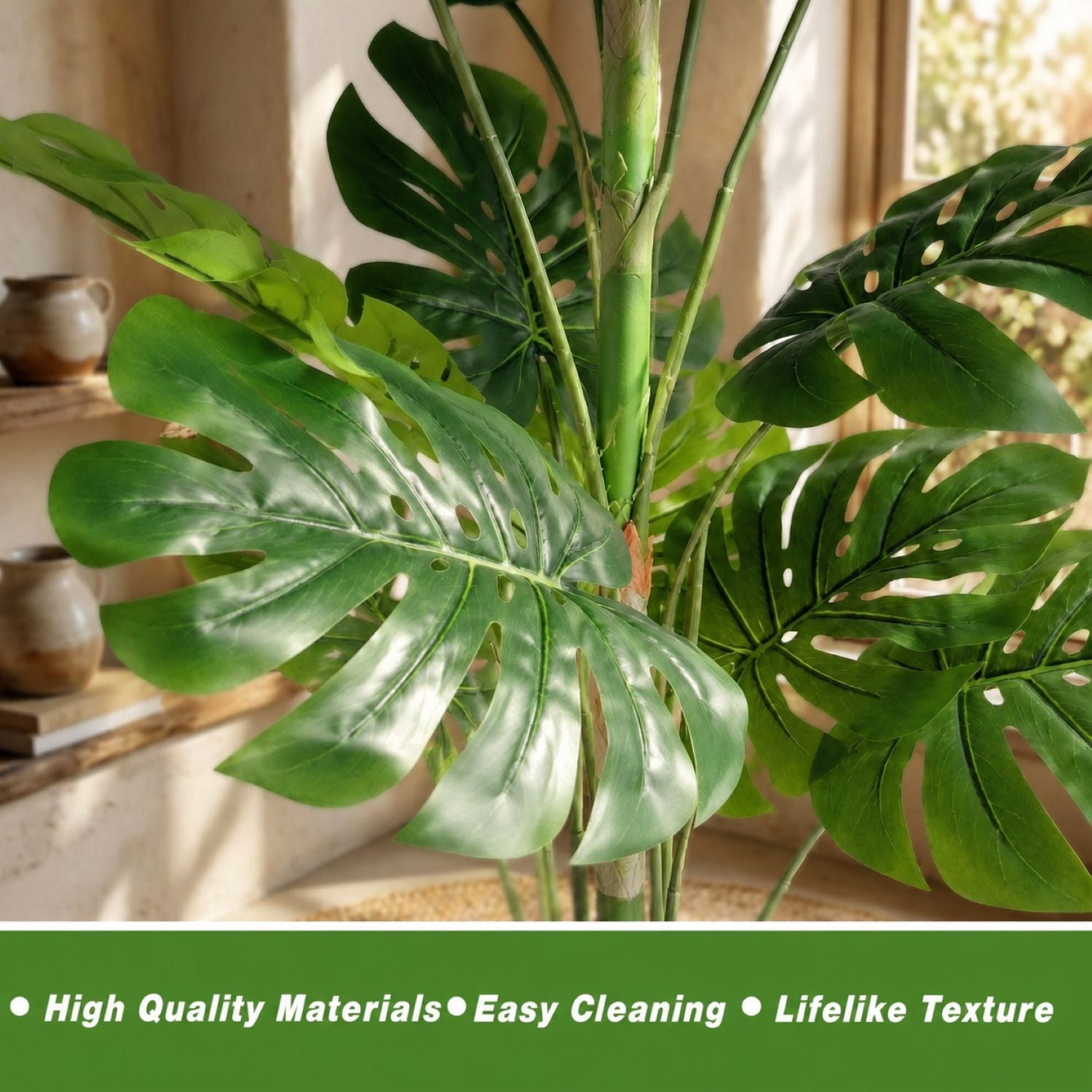 Easy4Home 4FT Artificial Plant Fake Tropical Potted Tree Indoor Faux Floor Plant for Home Office Decor, White Pot