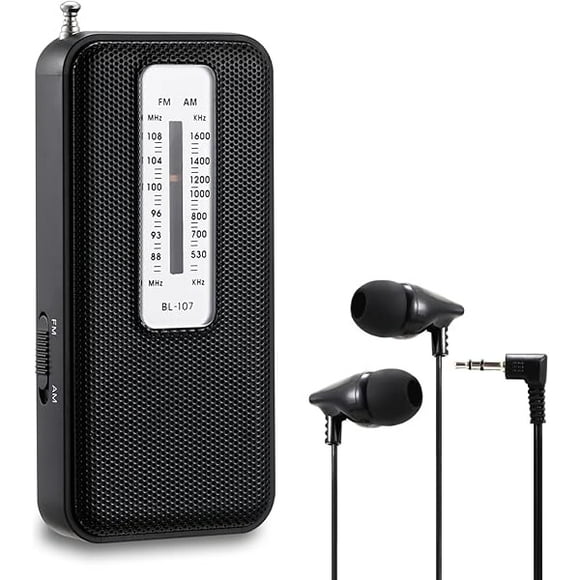 Mini Walkman Radio AM FM with Headphones, Battery Operated Compact Transistor Radio