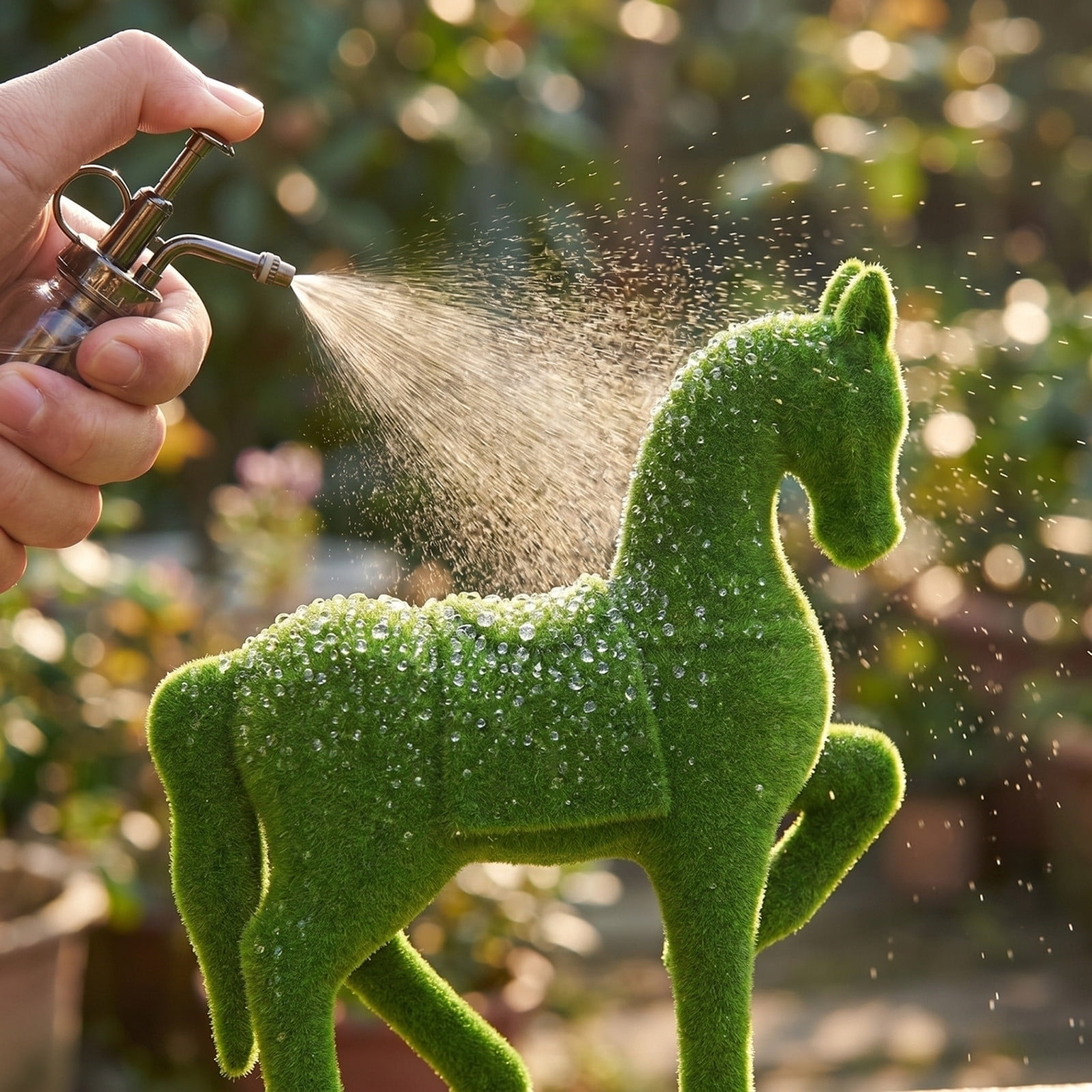 Kumdkdwn Cute Green Horse Resin Garden Statue – Whimsical Outdoor Yard Art & Patio Décor, Fun Horse Figurine for Home, Garden & Indoor Display
