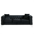 thumbnail image 3 of 3 Seater Sofa, 82.3" Modern Velvet Tufted Upholstered Accent Sofa with 2 Pillows and Jeweled Buttons Velvet Sofa with Curved Backrest & Square Arm and Metal Legs for Living Room Office, Black, 3 of 7