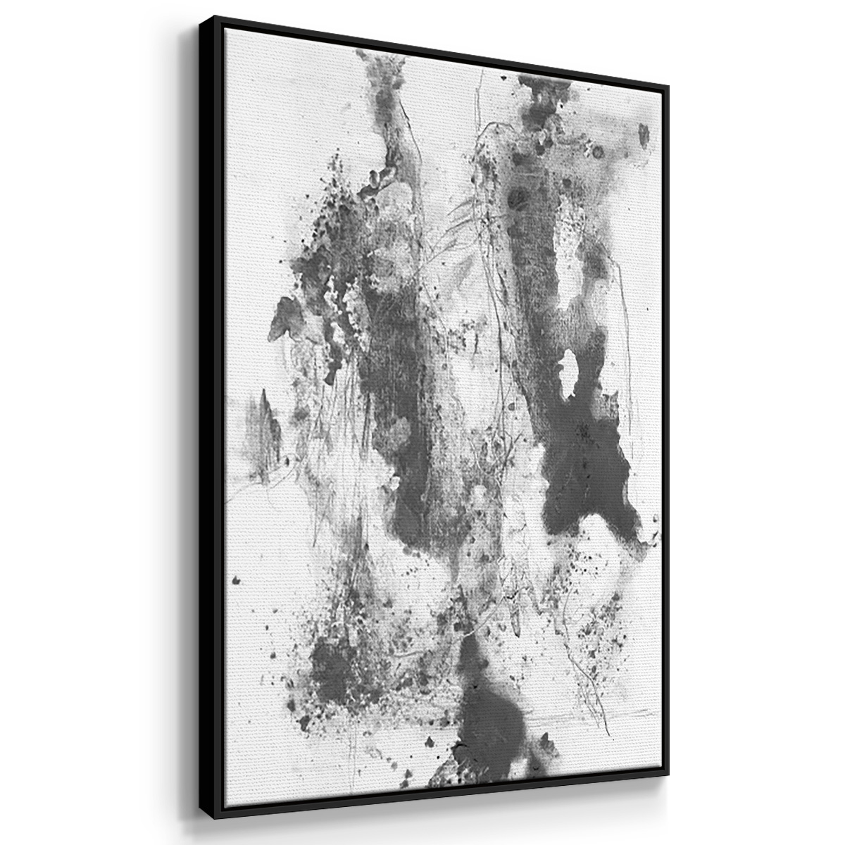 Graphite Abstract I - Framed Premium Gallery Wrapped Canvas L Frame 3 Piece Set - Ready to Hang