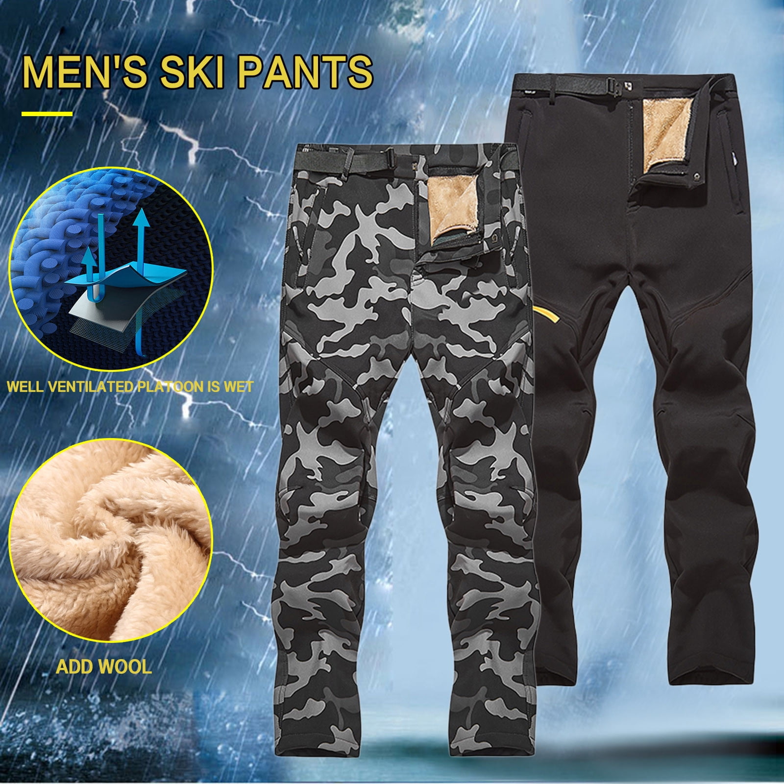Combinaison Ski Homme Camouflage Imperméable Respirante – Ensemble Veste + Pantalon Isolé Coupe-Vent – Snowboard & Sports D'Hiver