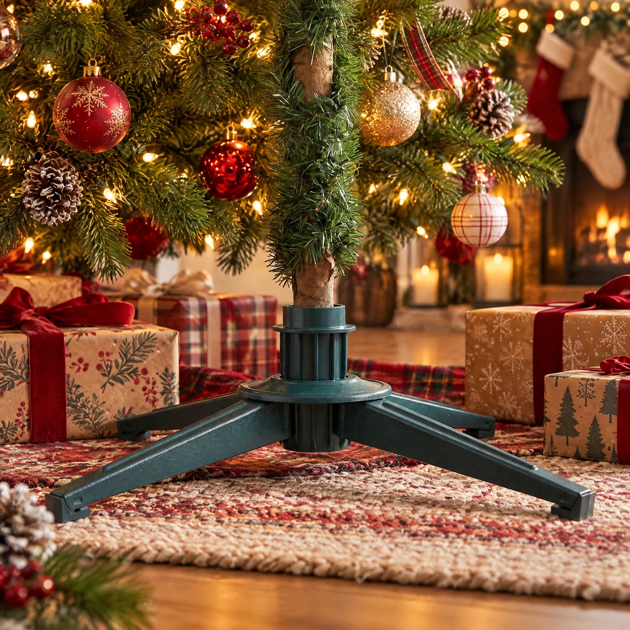 Holiday Time Metal Artificial Christmas Tree Stand, Green photo 2