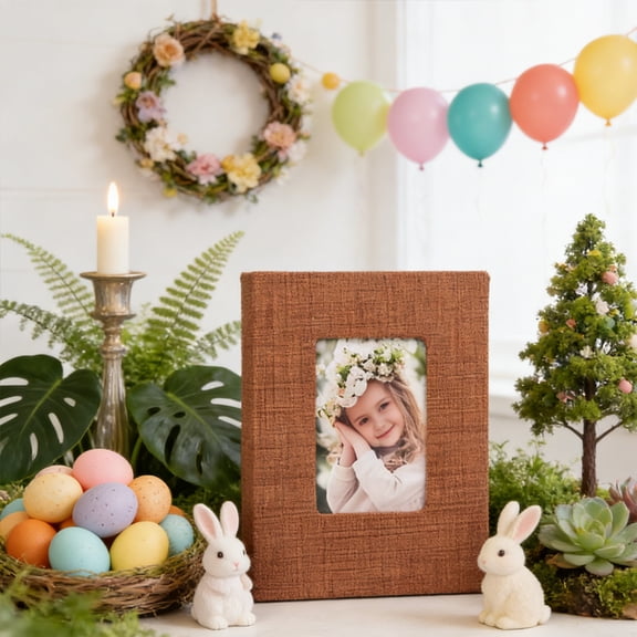 Cloth-Covered 4R 6-Inch Photo Album, Holds 100 Pages for 4x6 Inch Prints, Vintage Style Memory Book for Photos and Captions