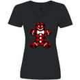 thumbnail image 3 of Inktastic Buffalo Plaid Gingerbread Man Women's V-Neck T-Shirt, 3 of 5