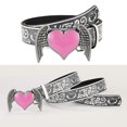 thumbnail image 2 of Locomotive Women Belts with Heart Wing Buckle Adjustable Relief Pattern Waist Belt All-match Dresses Coat Waistband, 2 of 4