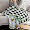 thumbnail image 3 of Spring Floral Blanket Soft Cozy Warm Throw Blanket for Couch, Plush Fuzzy Flannel Fleece Blankets for Sofa, Daisy Eucalyptus Leaves Black White Plaid Bed Blankets Lightweight Gifts for Women, 50"x60", 3 of 9