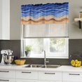 thumbnail image 4 of Blue Brown Beach Curtain Valances for Windows, Kitchen Valance Window Treatments Panel 2 Pack, Abstract Striped Gradient Ocean Sand Rod Pocket Short Curtains for Bathroom Bedroom 54 x 18 Inch, 4 of 8