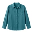 thumbnail image 3 of cocolona Button Down Blouses for Women Solid Color Long Sleeve Collared Shirts Basic Dressy Casual Fall Tops, 3 of 6