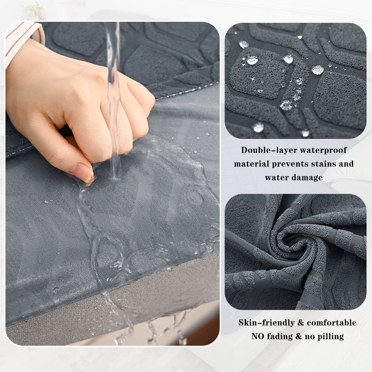 Topchances 6Pcs Patio Cushion Covers, Stretch Outdoor Water Resistant Sofa Cushion Cover Replacement for Patio Furniture Protector (Dark Gray)