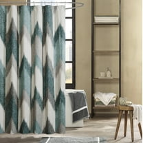 INK IVY Alpine Cotton Printed Shower Curtain in Aqua 72x72"