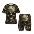 thumbnail image 1 of Balery Vintage Gold Leaf Skull Conjunto de Pijama Infantil de Manga Corta con Estampado – Ropa de Dormir de Algodón Suave-Large, 1 of 6