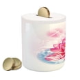 thumbnail image 2 of Flower Piggy Bank, Mandala Motif Orient Yoga Theme Lotus Flower with Abstract Mantis and Dots Photo, Ceramic Coin Bank Money Box for Cash Saving, 3.6" X 3.2", Pink, by Ambesonne, 2 of 4