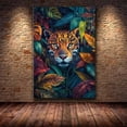 thumbnail image 4 of Mudket Framed Ready to Hang Leopard Canvas Wall Art, Vibrant Tropical Rainforest Foliage Cheetah Animal Print Wall Decor, for Living Room Bedroom Office Home Decor Nature Lovers - 36"L x 24"W, 4 of 10