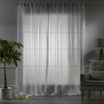 thumbnail image 3 of 3S Brother's White Sheer Home Decorative Set of 2 Panels Faux Silk Crap Chiffon Fabric Window Curtains Hanging Back Tap & Rod Pocket Custom Made 5-30 Ft Long - Made in Turkey (100"W x 156"L) Each, 3 of 6