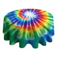 thumbnail image 4 of Rainbow Tie Dye Radial Pattern Round Tablecloth 60"x60",Wrinkle Wipeable Table Cloth for Kitchen Dining Room Picnic Patio Party, 4 of 6