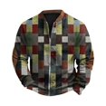 thumbnail image 2 of Men's Retro Plaid Print Zip Up Sweatshirt, Casual Long Sleeve Cardigan Style Fleece Jacket, Vintage Streetwear for Christmas, Fall Winter, Daily Layering Piece,Army Green,L, 2 of 6