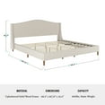 thumbnail image 6 of Martha Stewart Amelia King Upholstered Platform Bed with Curved Headboard and Cushioned Siderails, Wood Slat Foundation with No Box Spring Needed, Beige, 6 of 11