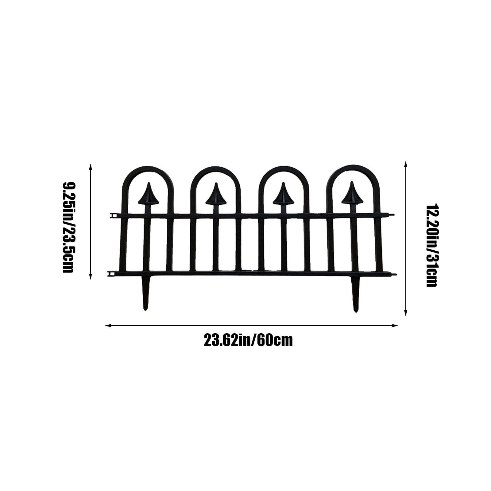 4-Pack Plastic Garden Fence Panels&nbsp;- 24" Flower Bed Edging with Ground Spikes, Weatherproof Landscape Border for Driveways, Lawns, Easy Assembly