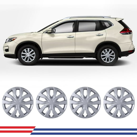 17 inch Set of 4 Lacquer Hubcaps Wheel Rims Cover fit for 2014-2020 NISSAN ROGUE,Compatible with Steel Wheels,Snap-on Car Truck SUV Hub Cap,ABS PC Material
