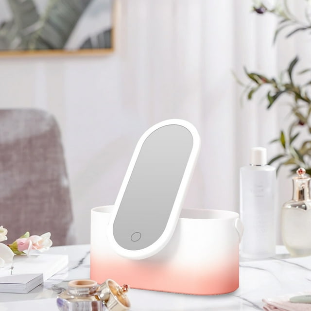 Wzzjkit Intelligent Storage LED Makeup Mirror for Dressing Table Outdoor Travel with Light Beauty Mirror