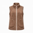 thumbnail image 5 of cocolona Womens Fall Winter Vest Fleece Sleeveless Solid Color Stand Collar Zipper Jacket with Pocket, 5 of 5