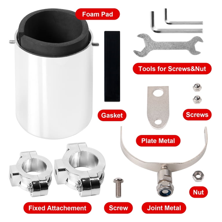 Dream Apparel Motorcycle Cup Holder, Chrome Handlebar Mount Cup 