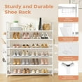thumbnail image 4 of 6 Tier Shoe Rack, Shoe Organizer Storage for 24-30 Pairs Shoe and Boot, Long Shoe Shelf with Hook and Side Pocket Free Standing Tall Shoe Rack Organizer for Closet, Entryway, Dorm, 4 of 16