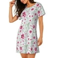 thumbnail image 2 of Naloa Lilies Flowers Print Women Nightgowns,Womens Loungewear,Short Sleeve Sleepwear,Comfy Ladies Nightdress, 2 of 6
