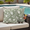 thumbnail image 4 of White Spring Floral Outdoor Waterproof Pillow Covers, Summer Flowers Sage Green Pastoral Decorative Square Throw Pillowcase Sofa Cushion Sham for Patio/Couch/Chair, 18"x18" 2 Pack, 4 of 8