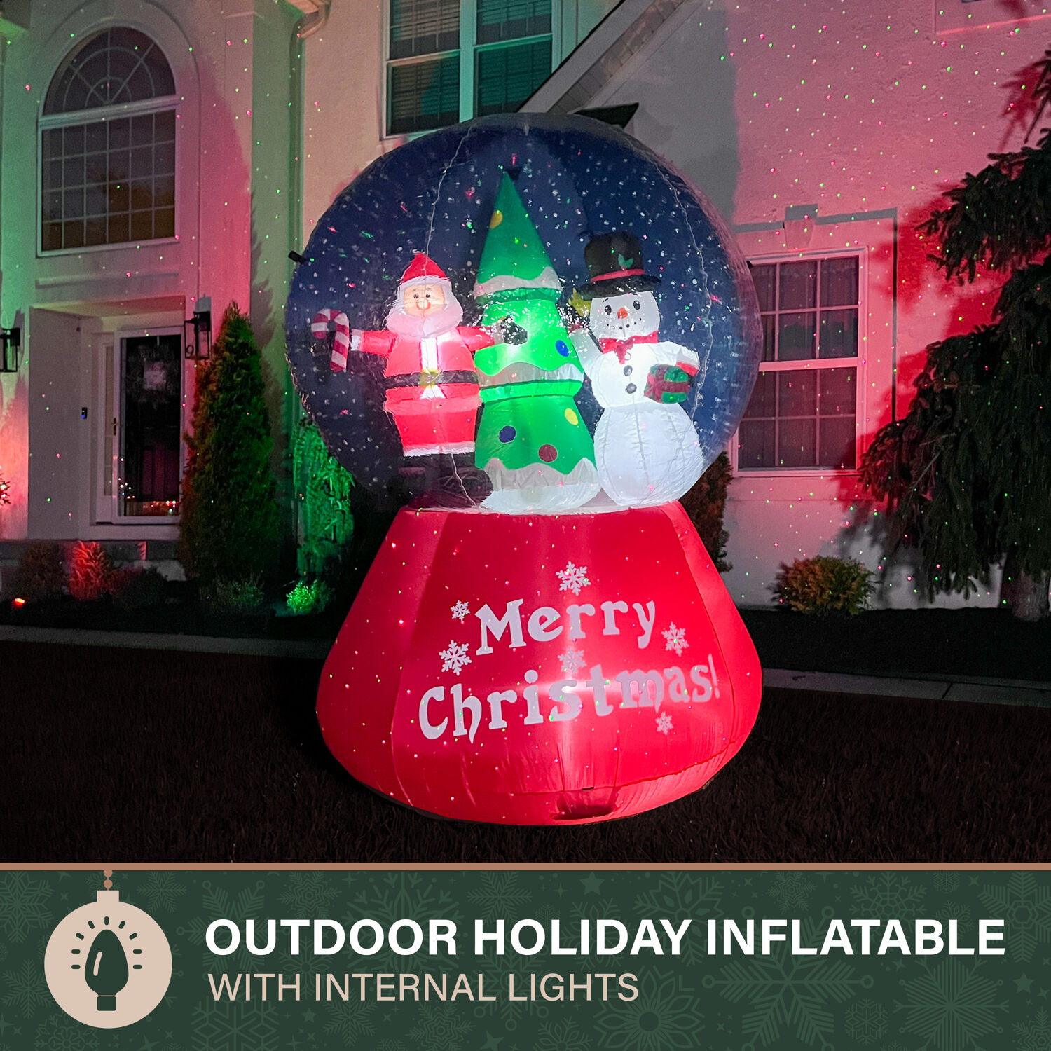 Fraser Hill Farm 6-ft. Tall Prelit Santa and Snowman Snow Globe Inflatable, FHFSNWGLOBE062-L