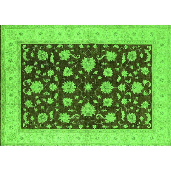 Ahgly Company Indoor Rectangle Oriental Green Industrial Area Rugs, 6' x 9'