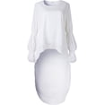 thumbnail image 3 of Women's Loose Lotus Leaf Cocktail Round Neck Flounce Ruffle Sleeve Irregular High Low Maxi Dress, 3 of 5