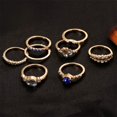 thumbnail image 3 of 8 Pieces Simple Circular Water Drop Crystal Joint Ring Exquisite Party Carved Flowers Ring Set Valentines Gift, 3 of 4