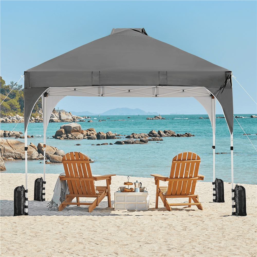 Alden Design Outdoor Canopy Tent with Stakes Ropes Sandbags Wheeled Bag for Patio, Dark Gray