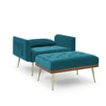 thumbnail image 4 of Recliner Sofa Chair with Ottoman and 2 Side Pockets, Wood Sofa Frame with Tufted Velvet Upholstered and Metal Legs, Adjustable Backrest Sofa Chair Suitable for Living Room and Office, Teal Blue, 4 of 7