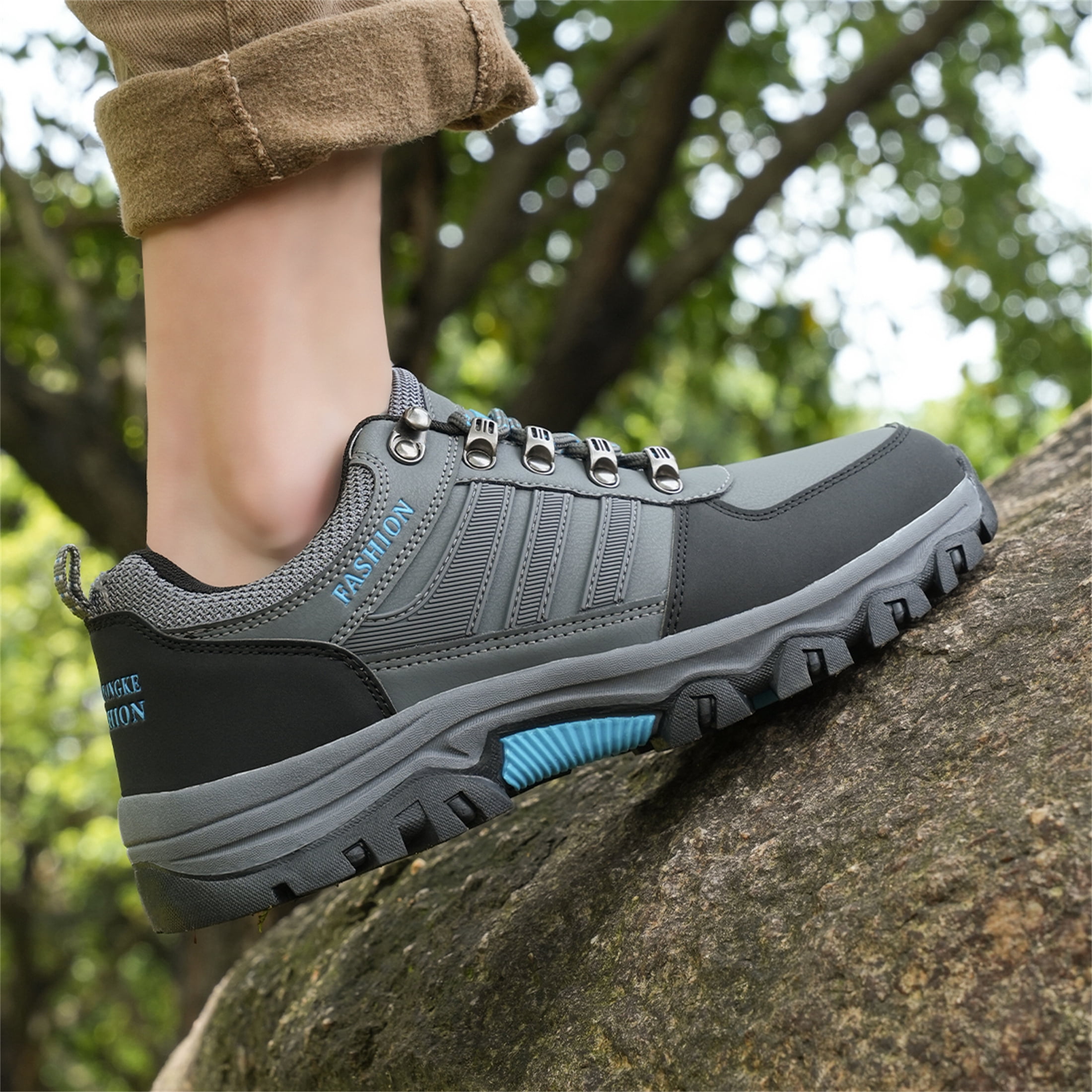 YOURDIARY Mens Hiking Shoes Outdoor Trekking Boots Anti-Slip Waterproof Comfortable Camping Trail Shoes